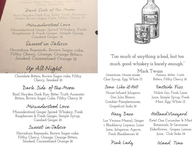 Whiskey Neat Plantation Menu