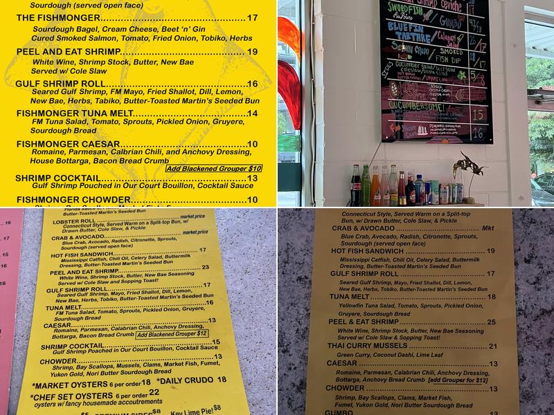 Fishmonger Menu