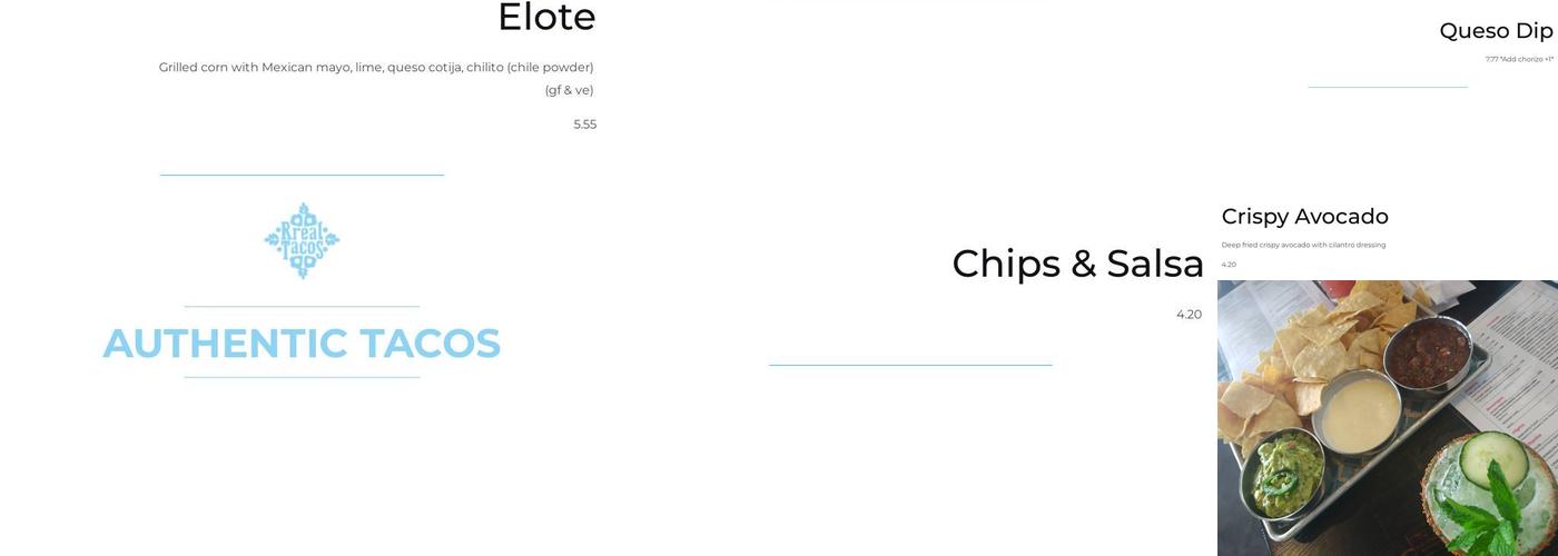 Rreal Tacos - Cumming Menu