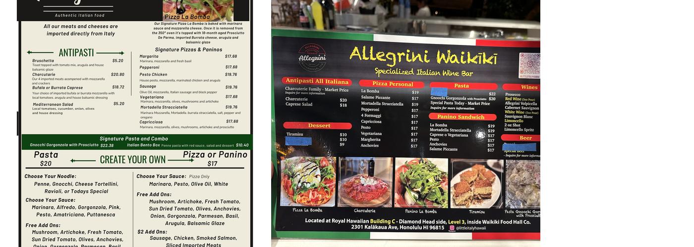 Allegrini Waikiki Menu