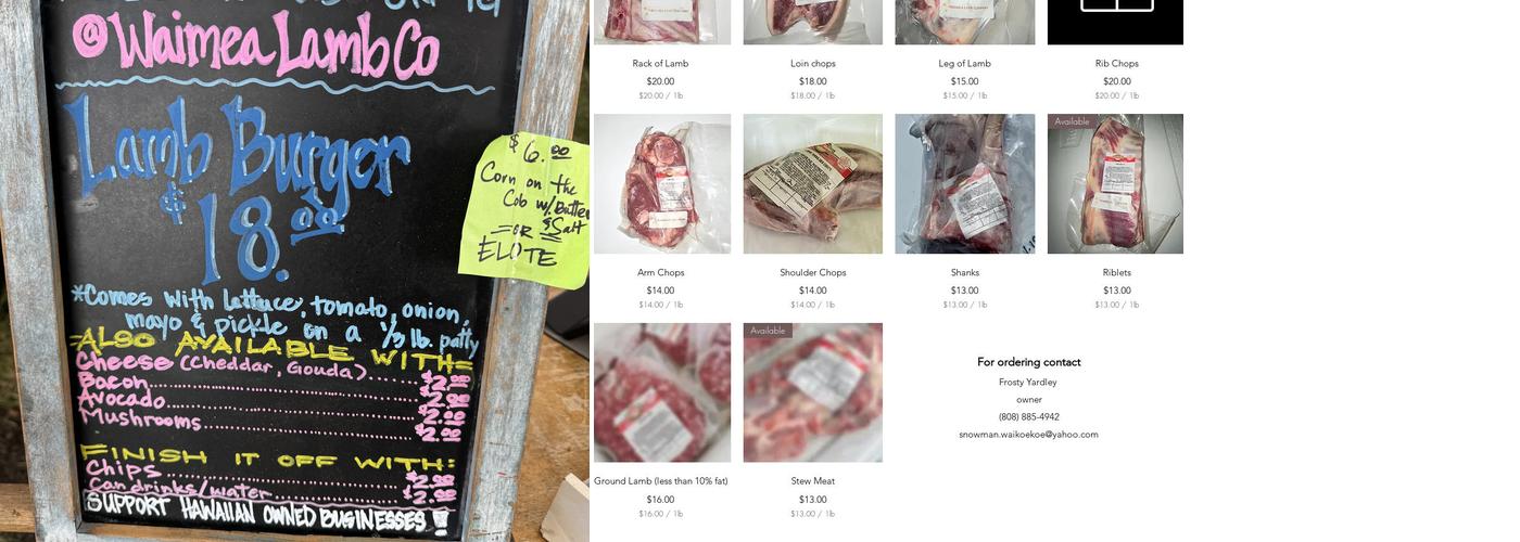 Waimea Lamb Company Menu
