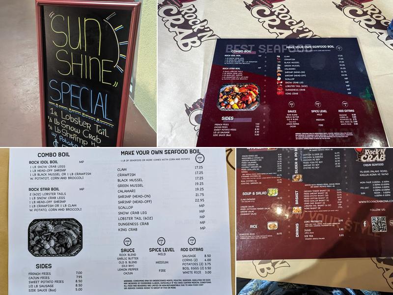 Rock 'n Crab Kona Menu