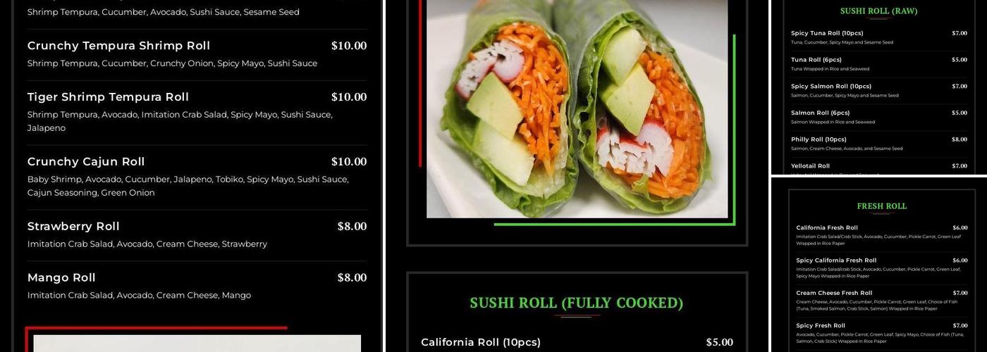 Kingfisher Sushi Menu