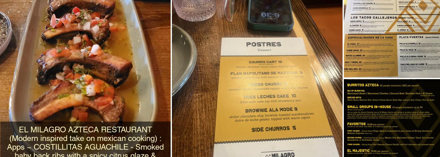 El Milagro Azteca Menu