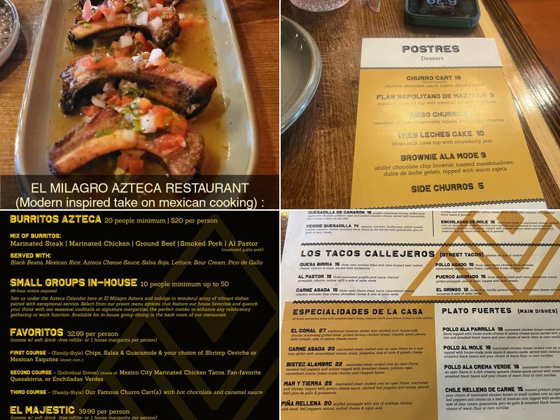El Milagro Azteca Menu