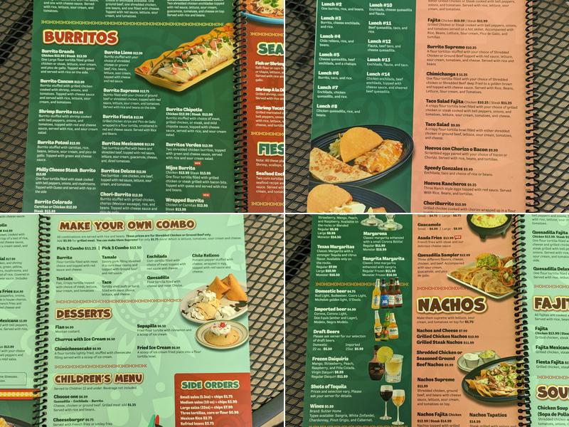 Tapatios Menu