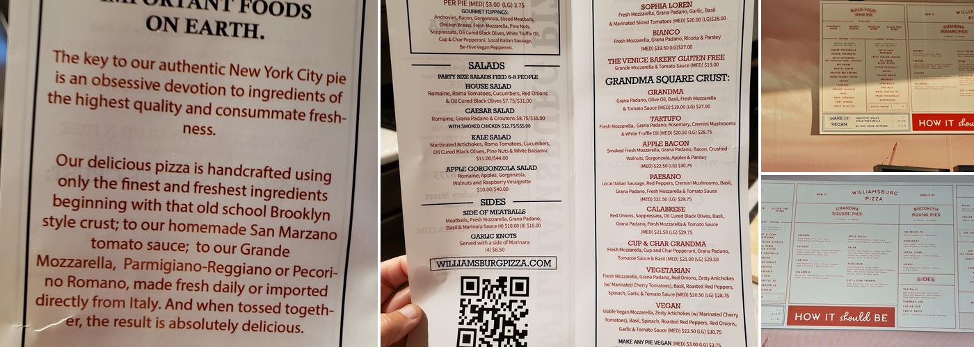 Williamsburg Pizza Omaha Menu