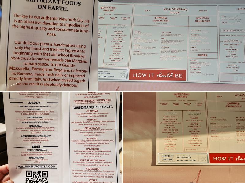 Williamsburg Pizza Omaha Menu