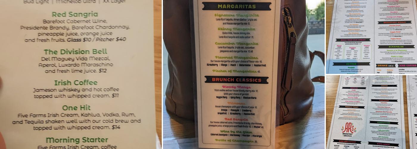 AR’S Breakfast & Brunch Menu