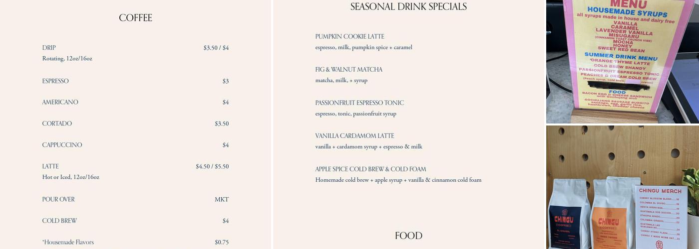 Chingu Coffee Menu