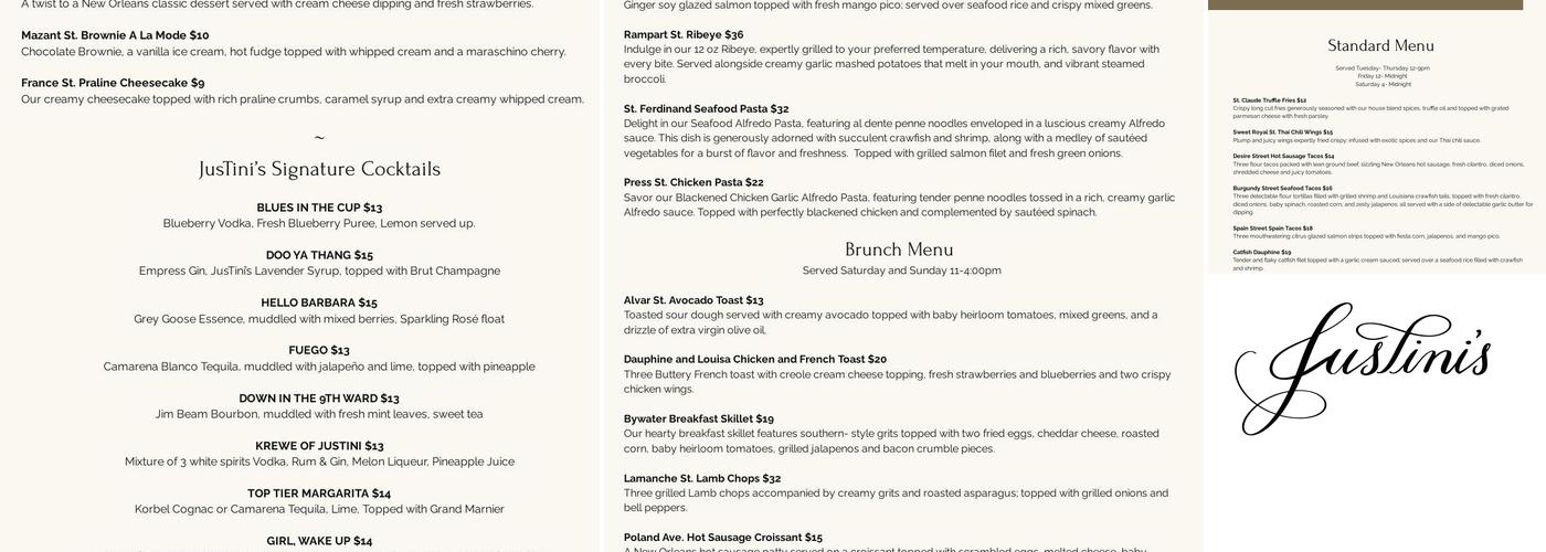 JusTini's Menu