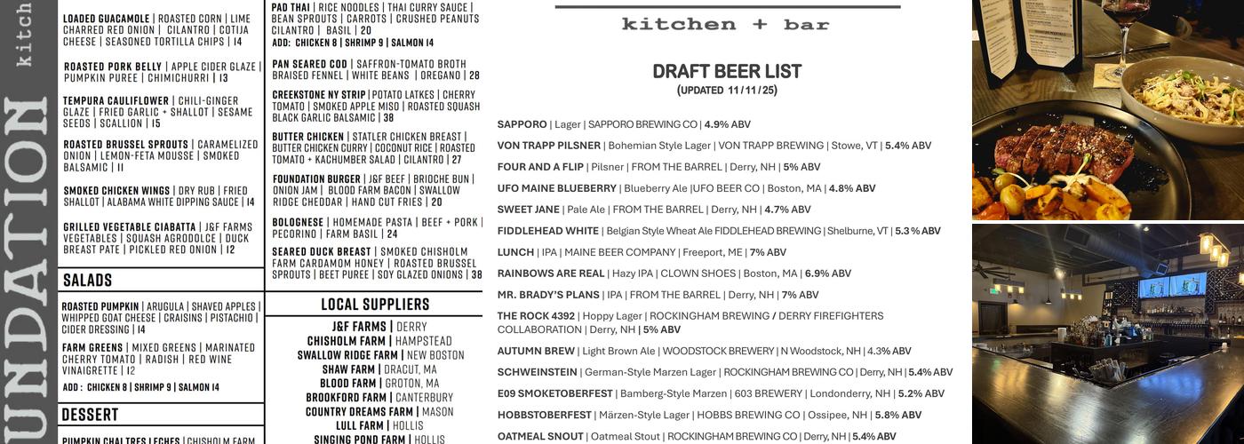 Foundation Kitchen and Bar Menu