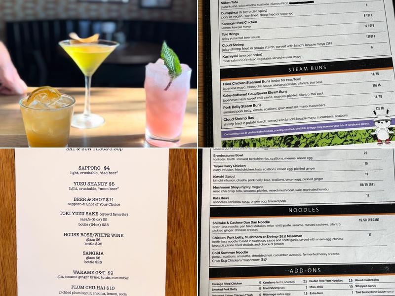 Toki Underground Menu