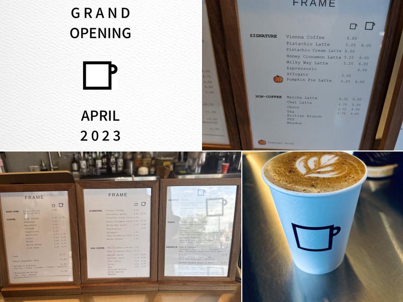 FRAME Coffee Roasters Menu