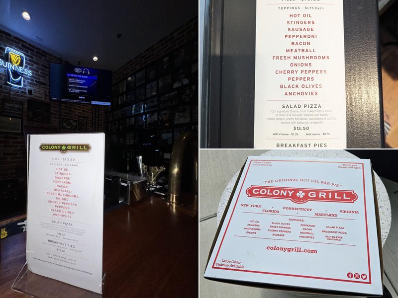 Colony Grill Menu