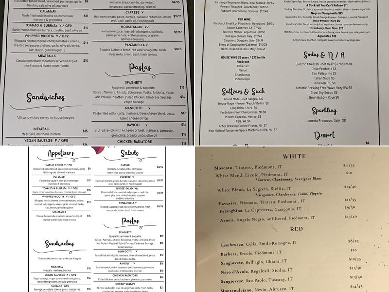 Testa Rossa Italian Ristorante Menu