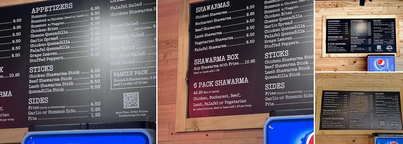 Bucharest Grill Menu