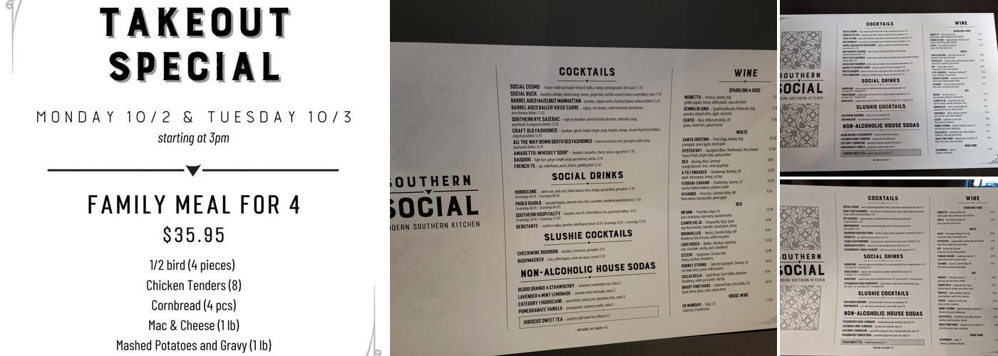 Southern Social Menu