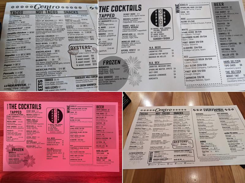 Centro Highland Menu