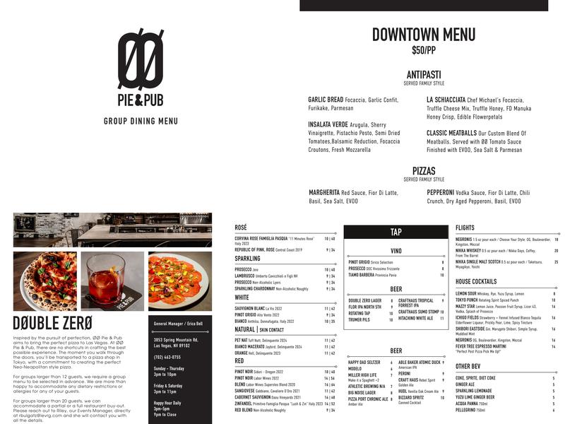 Double Zero Pie & Pub Menu