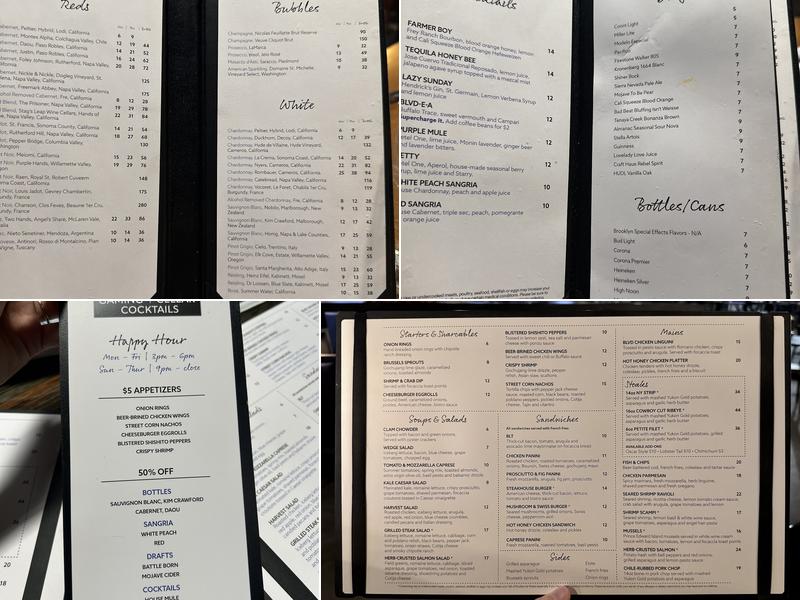 BLVD Grille Menu