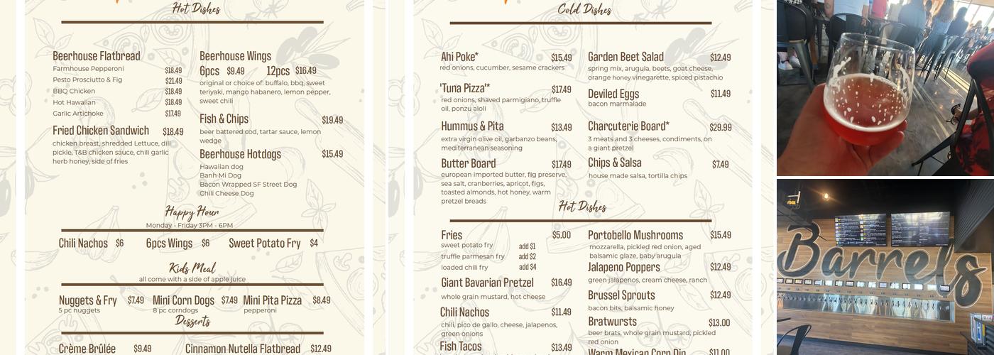 Taps & Barrels Beerhouse Menu