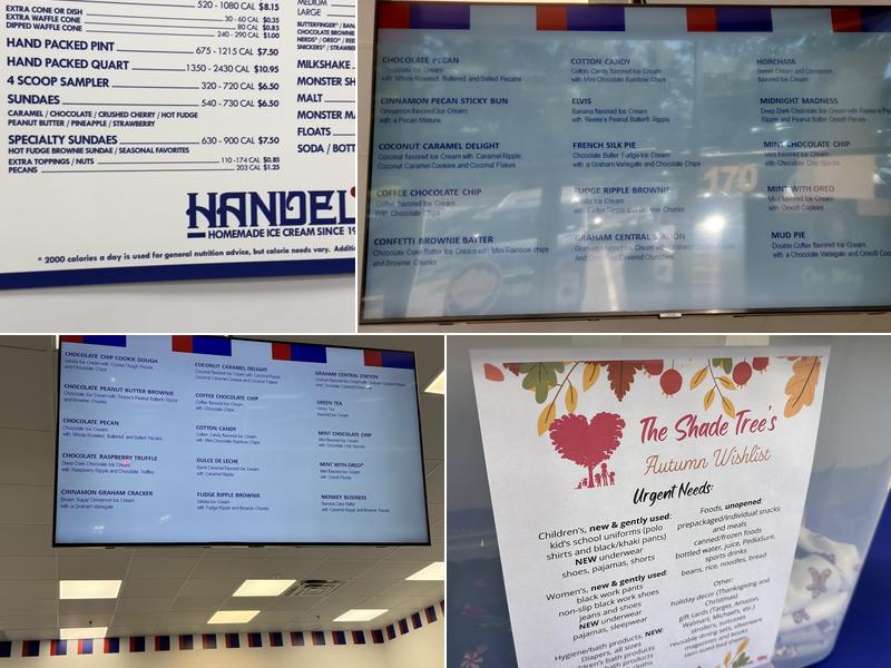 Handel's Homemade Ice Cream Menu