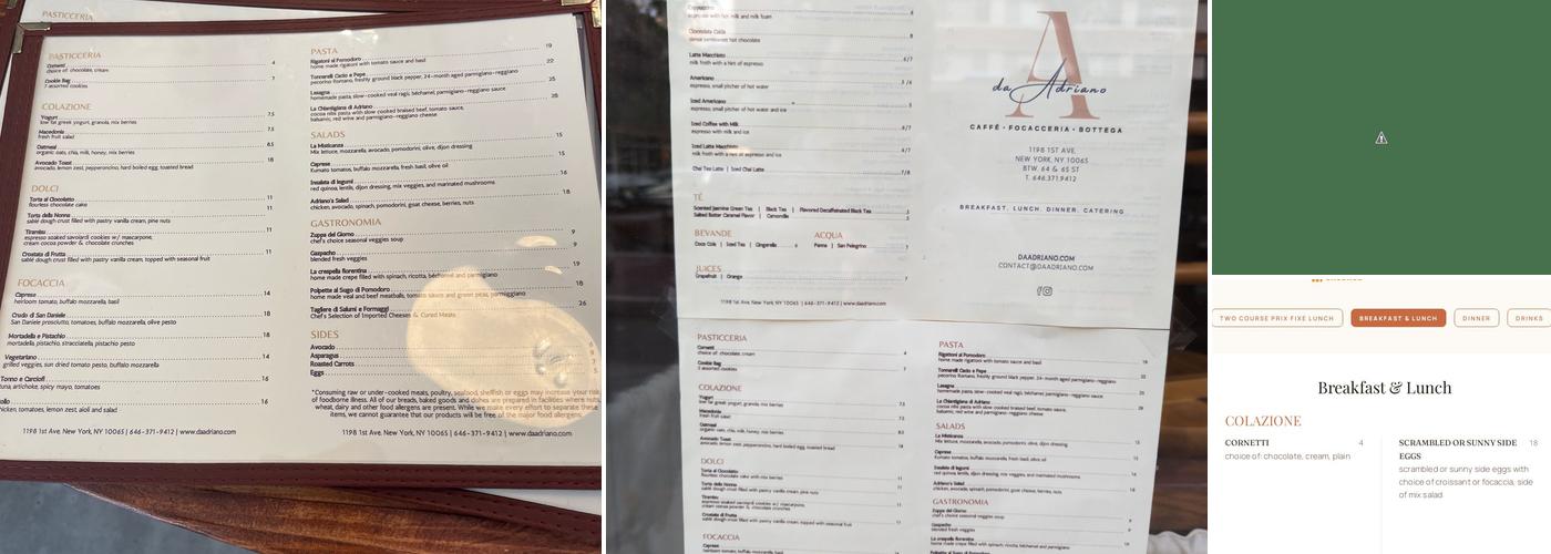da Adriano Menu