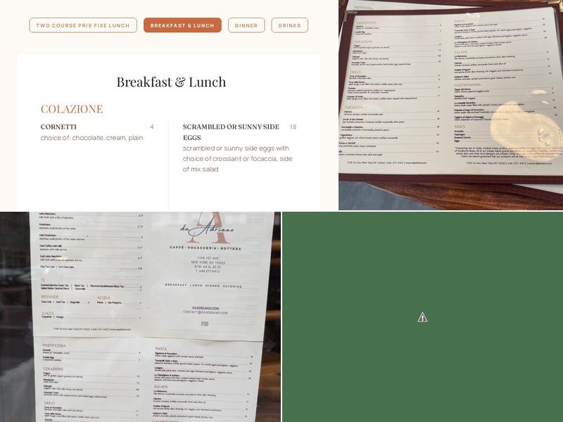 da Adriano Menu