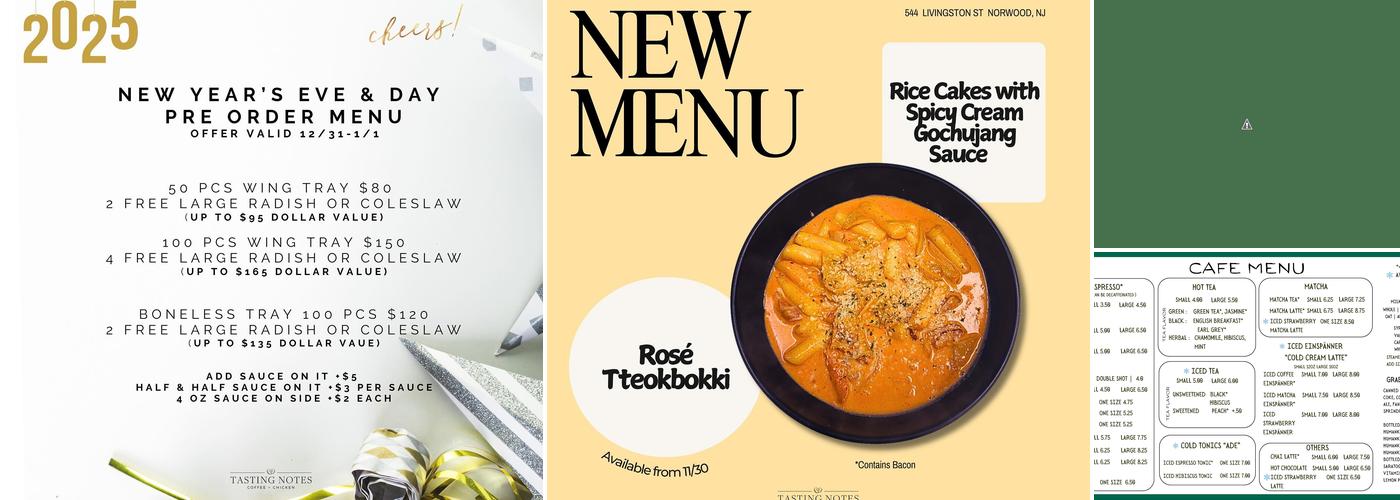 Tasting Notes (Coffee + Chicken) Menu