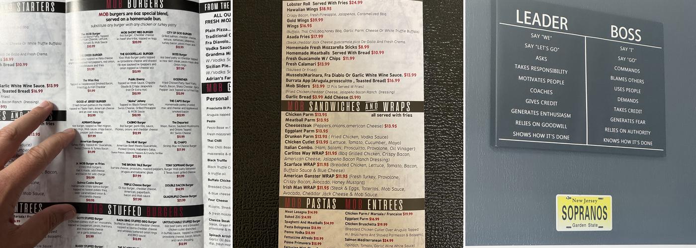 Mob pizzeria and burgers Menu