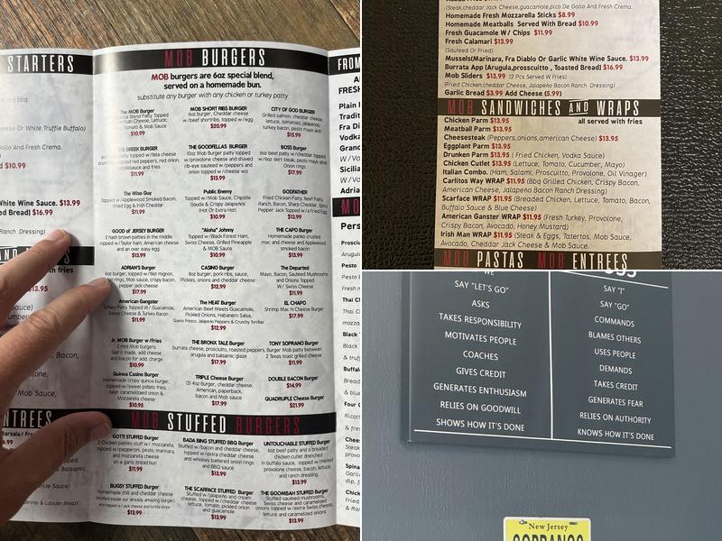 Mob pizzeria and burgers Menu