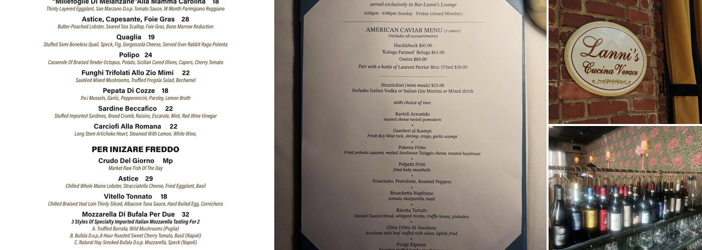 Lanni's Cucina Verace Menu