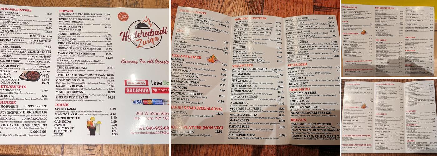 HYDERABADI ZAIQA Menu