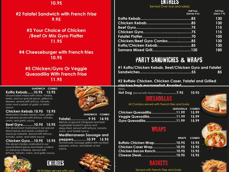 Samara Grill Menu
