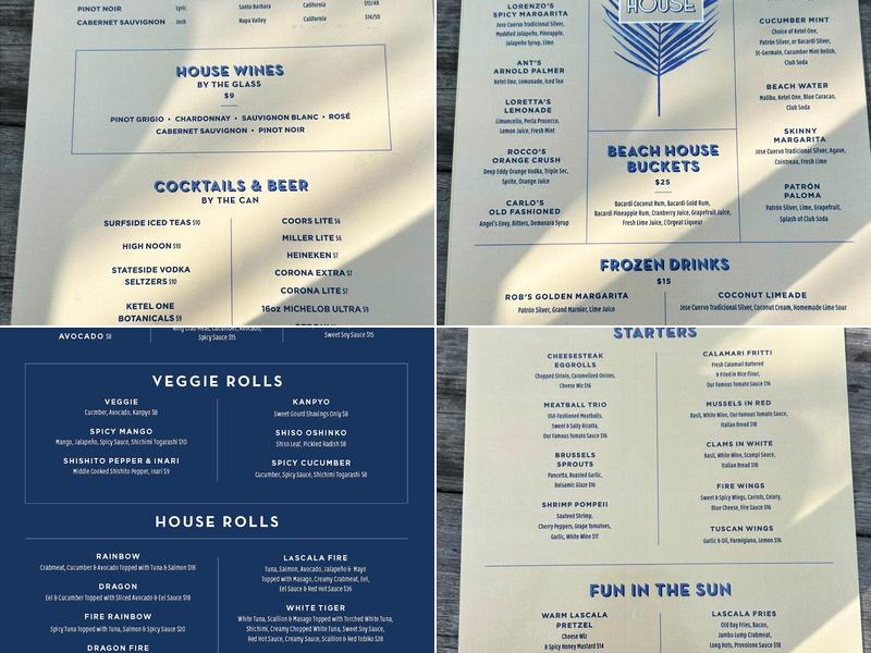 LaScala's Beach House Menu