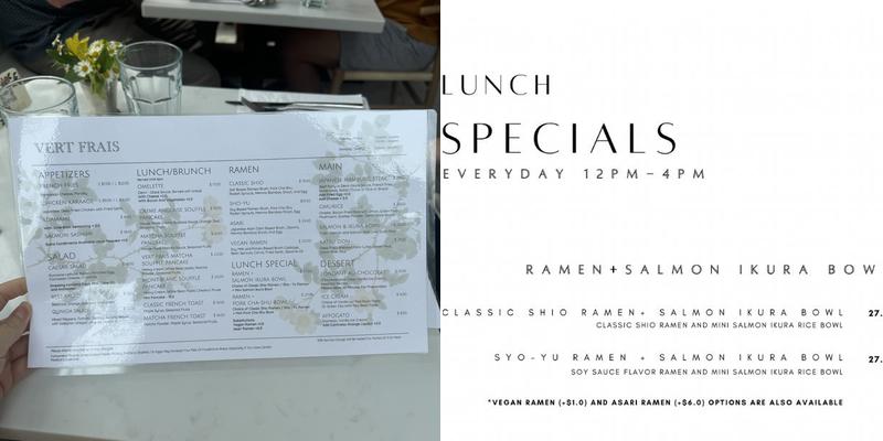 Vert Frais Menu