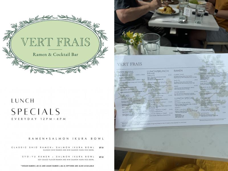 Vert Frais Menu