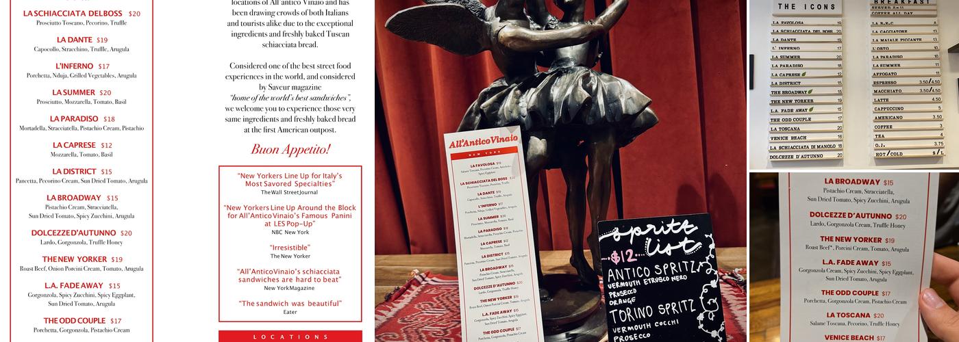 All'Antico Vinaio Menu