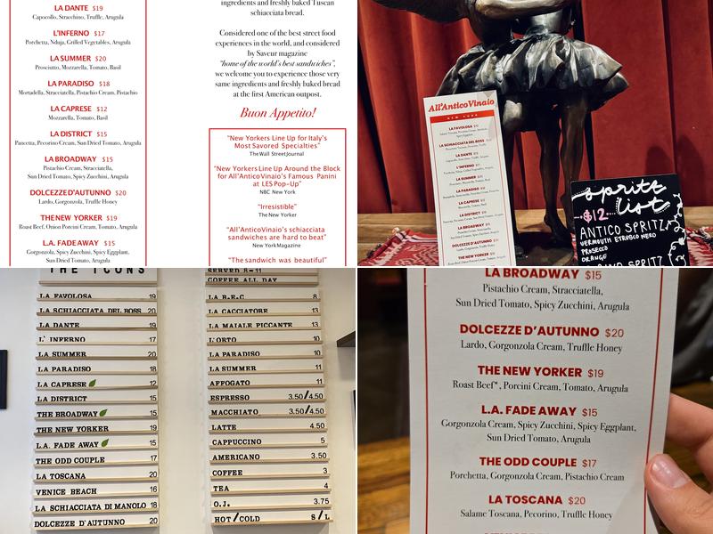 All'Antico Vinaio Menu