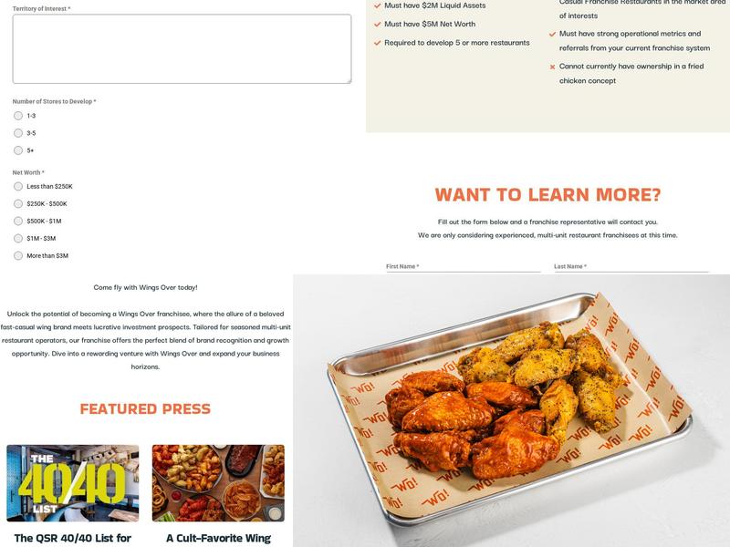 Wings Over Baldwin Menu