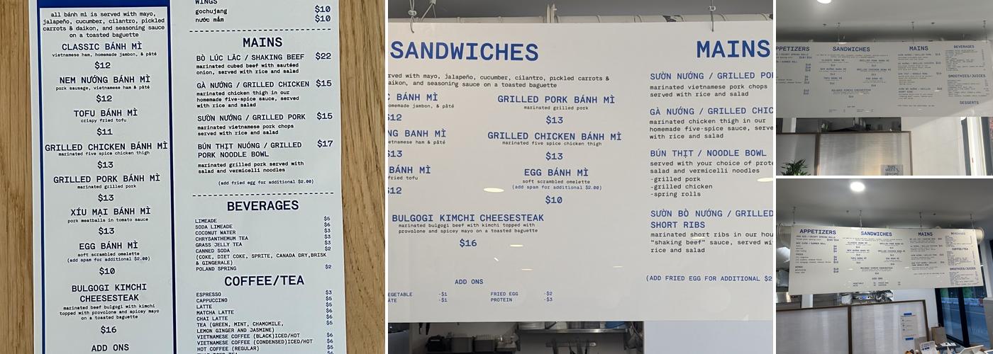 Jersey Banh Mi Menu
