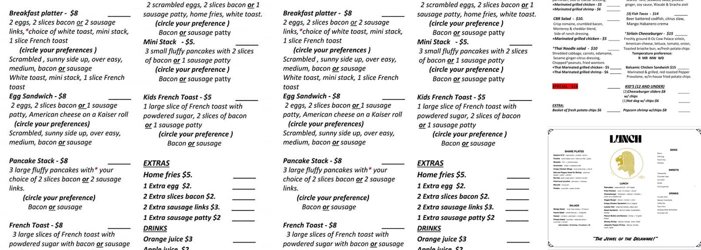 River’s Edge Menu