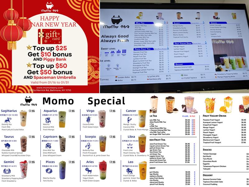 MoMo Tea Menu