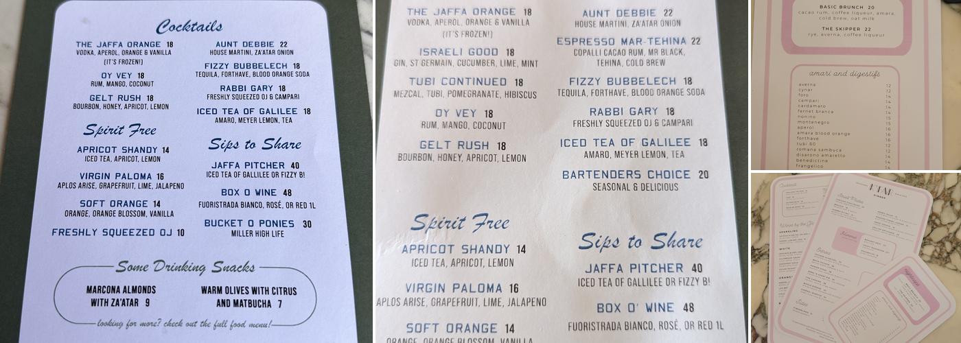 Jaffa Cocktail and Raw Bar Menu