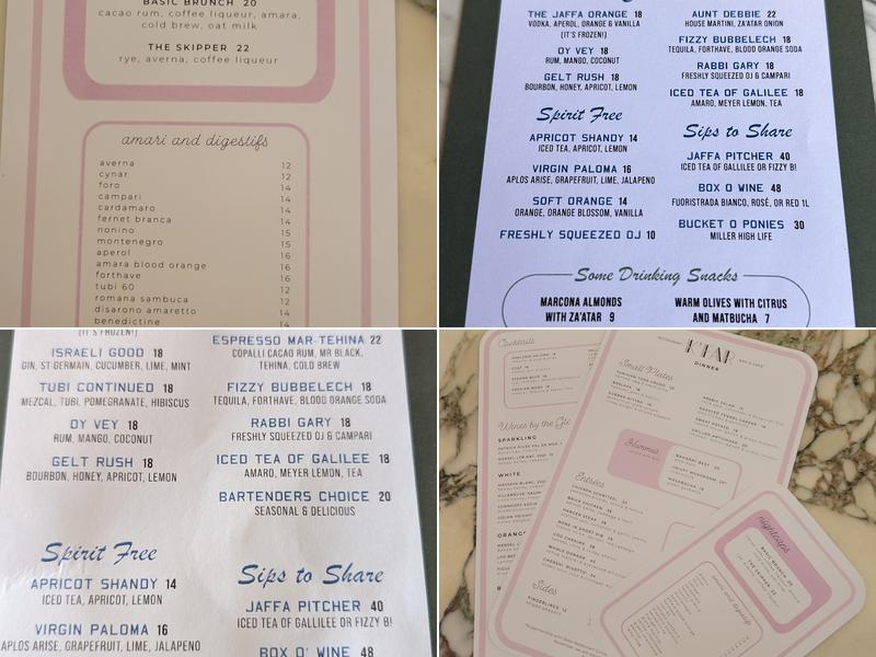 Jaffa Cocktail and Raw Bar Menu