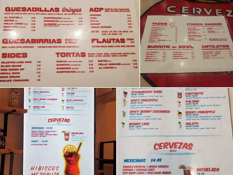 Chido Taco Menu