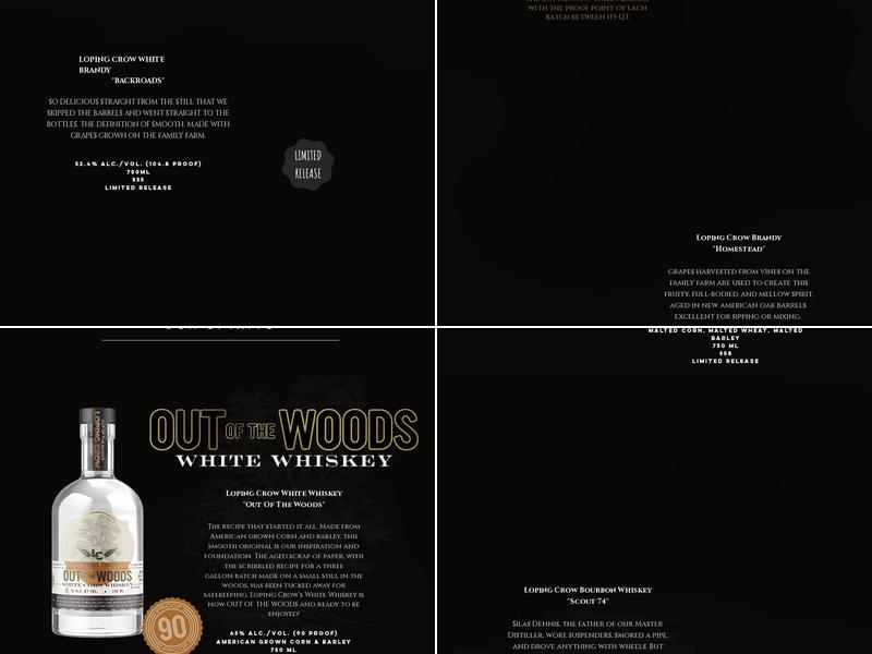 Loping Crow Distillery Menu