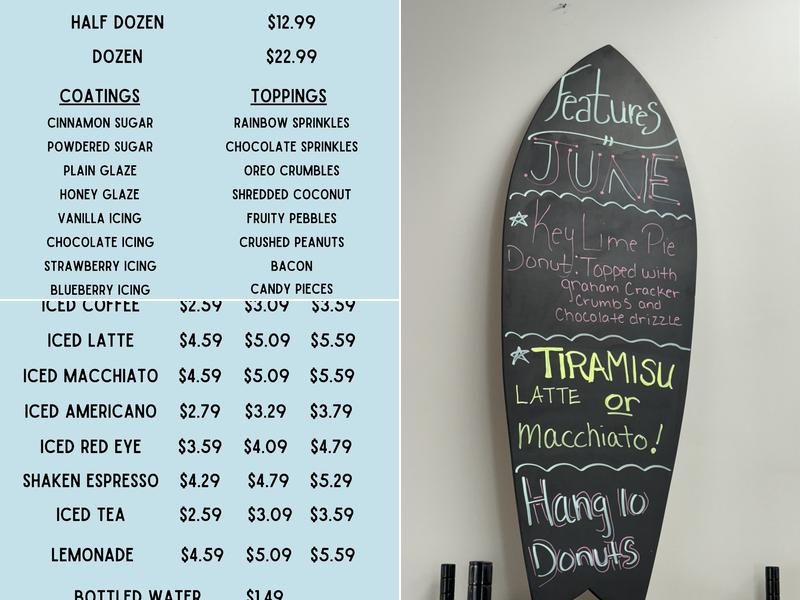 Hang 10 Donuts Menu