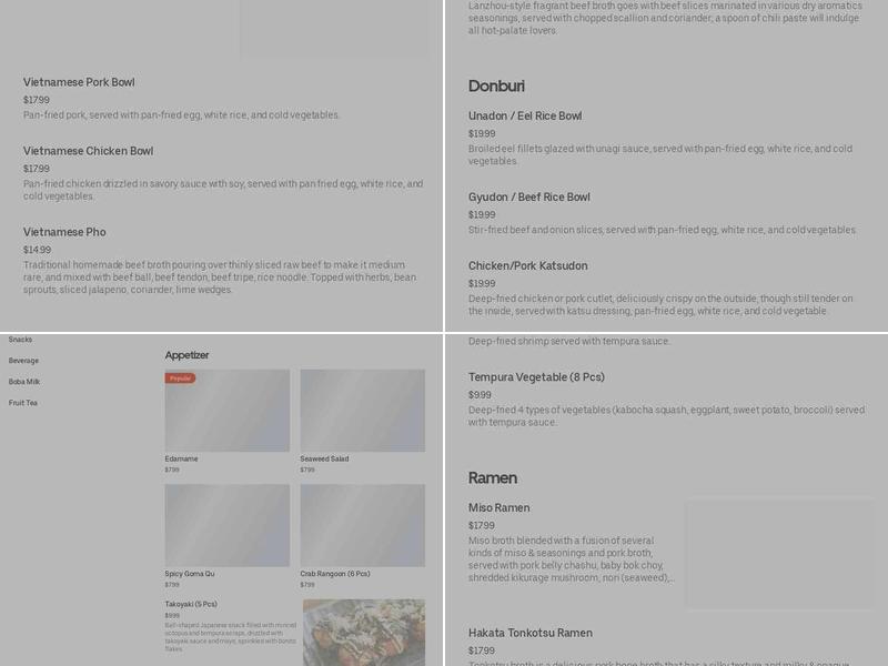 Eiwa Japanese Ramen Bar Menu